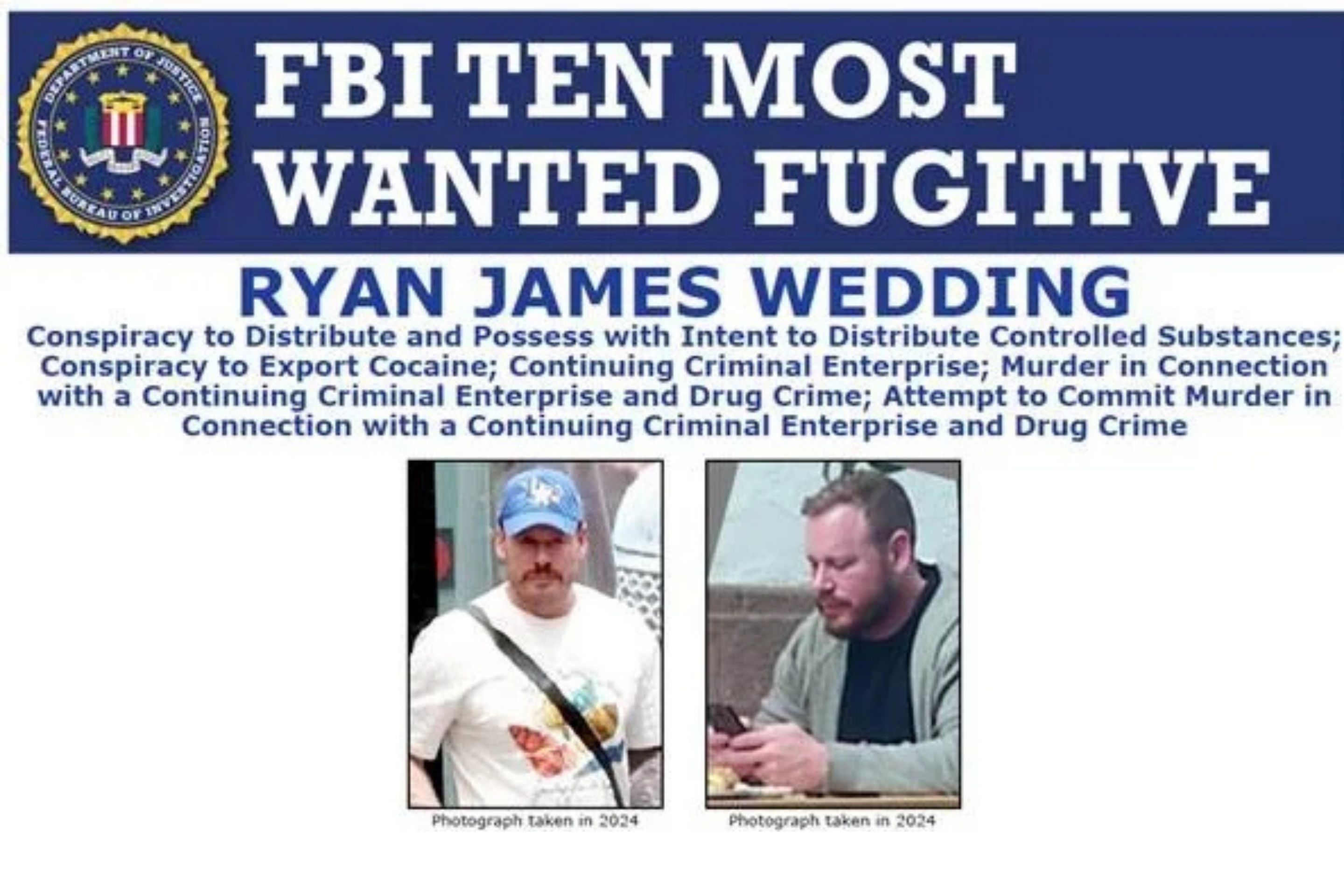 FBI most wanted poster for Ryan Wedding